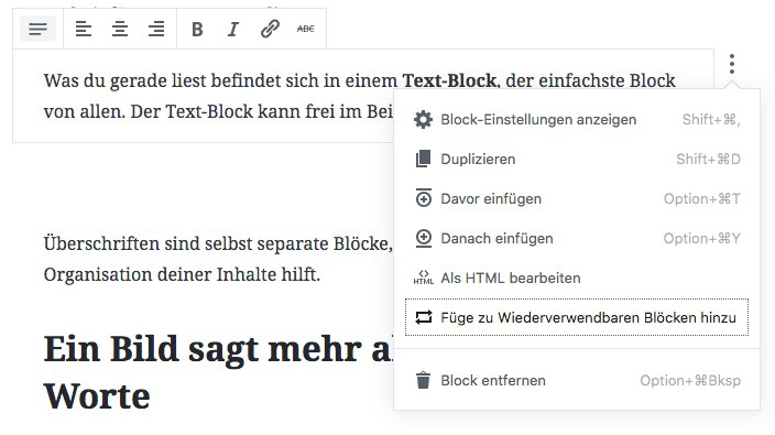 The Gutenberg Editor works with easy and intuitive blocks